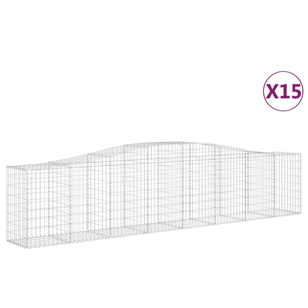 15 db íves horganyzott vas gabion kosár 400x50x80/100 cm (3145952)