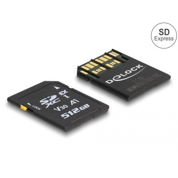 Delock 512GB 54092 UHS-1 U3  V30 A1 SDXC Express memóriakártya BOX fekete