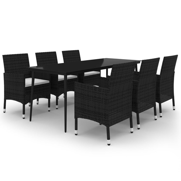 Set mobilier de grădină cu perne, 7 piese, poliratan și sticlă