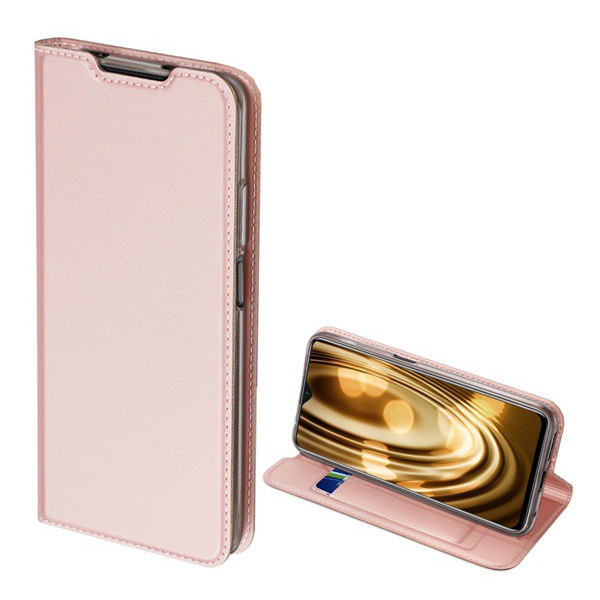 DUX DUCIS SKIN PRO tok álló, bőr hatású (FLIP, oldalra nyíló, bankkártya tartó, asztali tartó funkció) ROZÉARANY [Xiaomi Redmi 9T] (5996591035352)