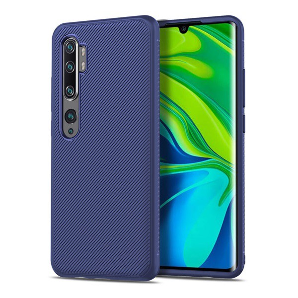 Szilikon telefonvédő (közepesen ütésálló, csíkos minta) SÖTÉTKÉK [Xiaomi Mi Note 10 Pro] (5996457922796)
