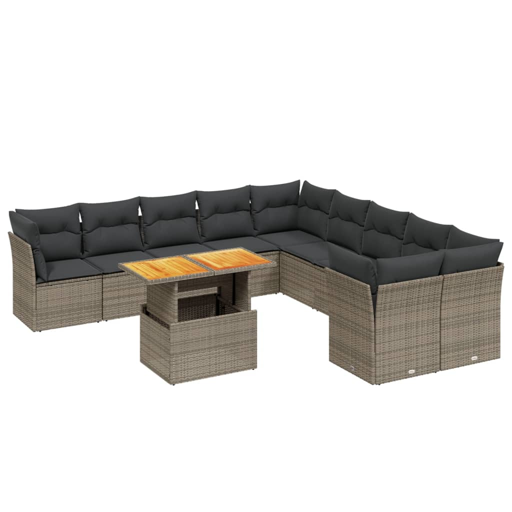 11 részes szürke polyrattan kerti ülőgarnitúra párnákkal (3271046)