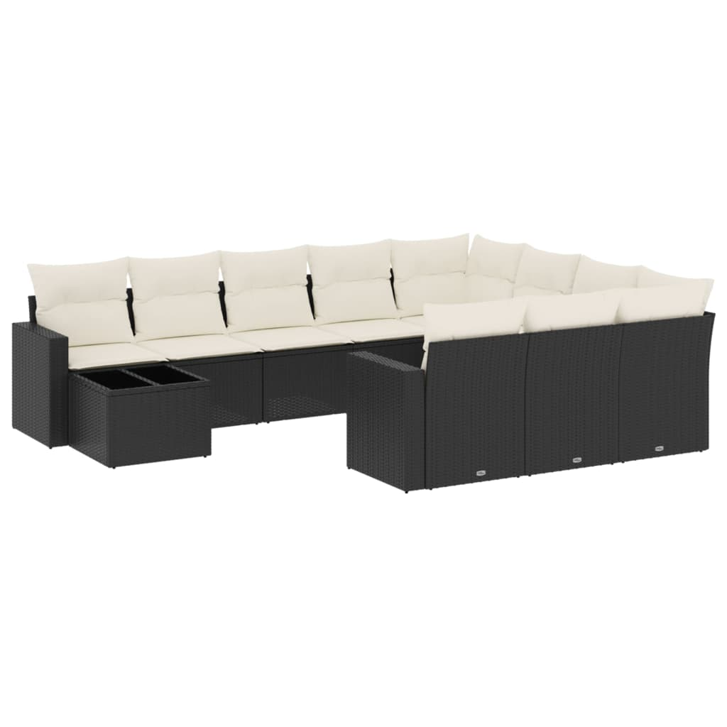 11 részes fekete polyrattan kerti ülőgarnitúra párnákkal (3251863)