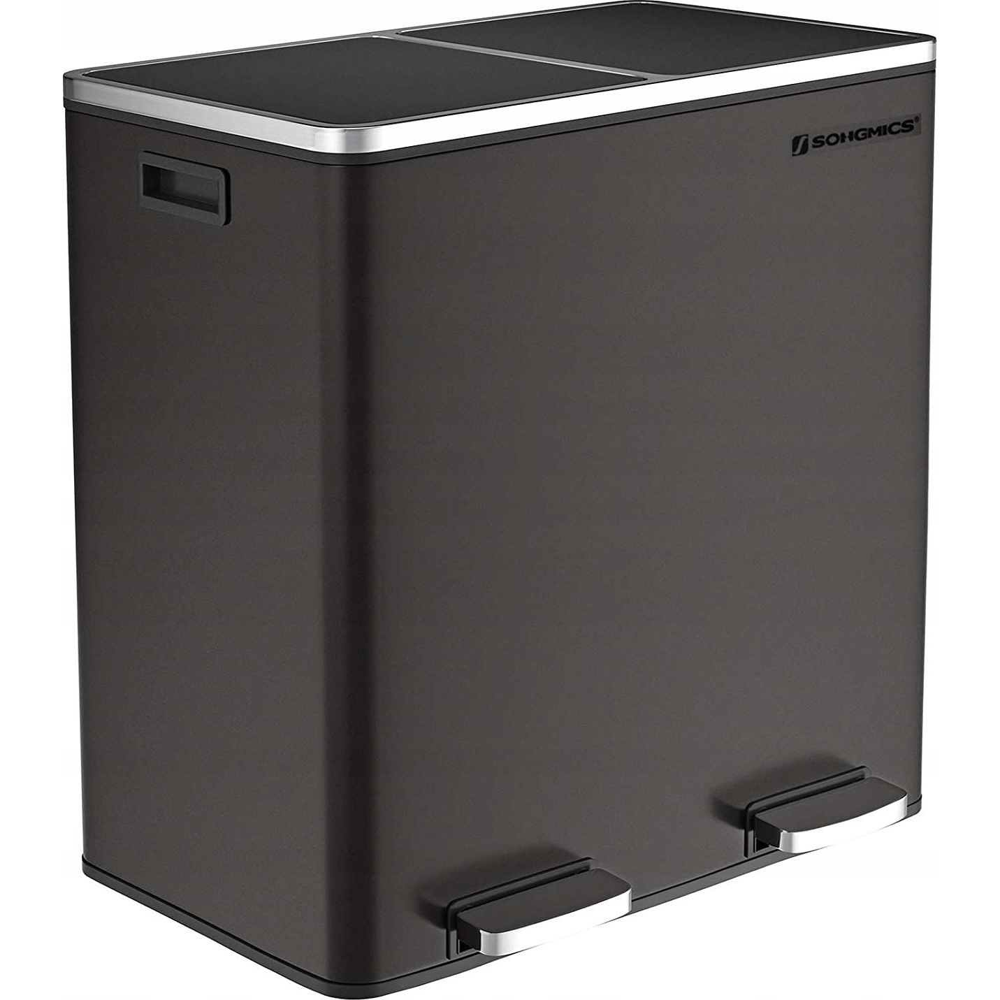 Songmics Légmentes Fém Pedálos Dupla Szemetes 2x30 L, 15 Szemeteszsákkal, Fekete (LTB60BK XXX)