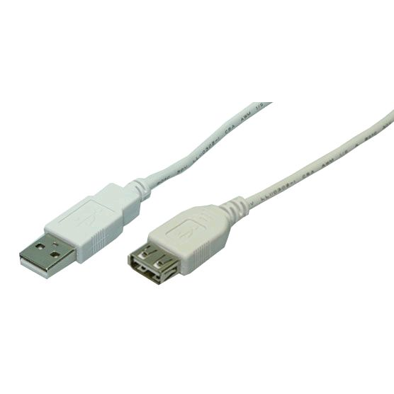 USB-A 2.0 (M) --> (F) 3.00m Verlenging LogiLink Grijs
