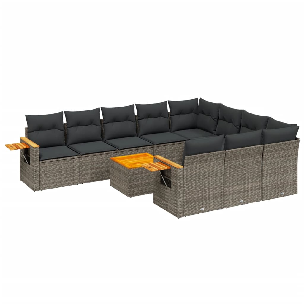 11 részes szürke polyrattan kerti ülőgarnitúra párnákkal (3259589)