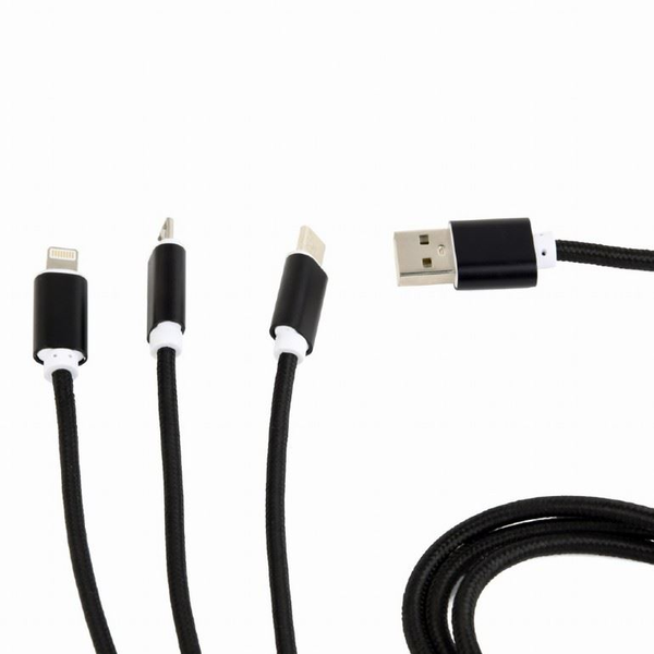 Kábel Gembird USB - USB typ C / microUSB / Lightning 1 m čierny