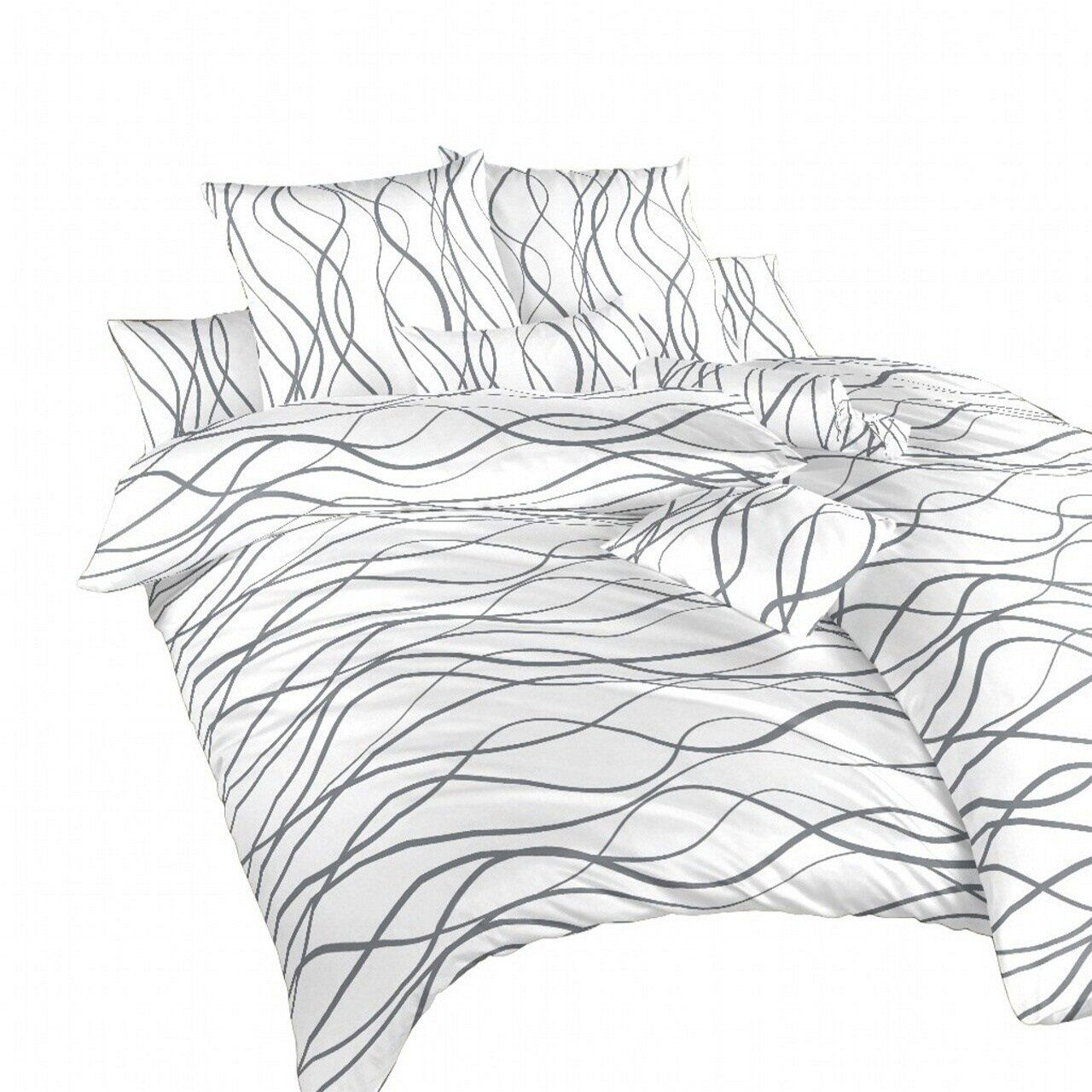 Dadka bavlna Vlny tmavě šedé na bílém 140 × 200, 70 × 90 cm (01104-VLNYTMASENA)