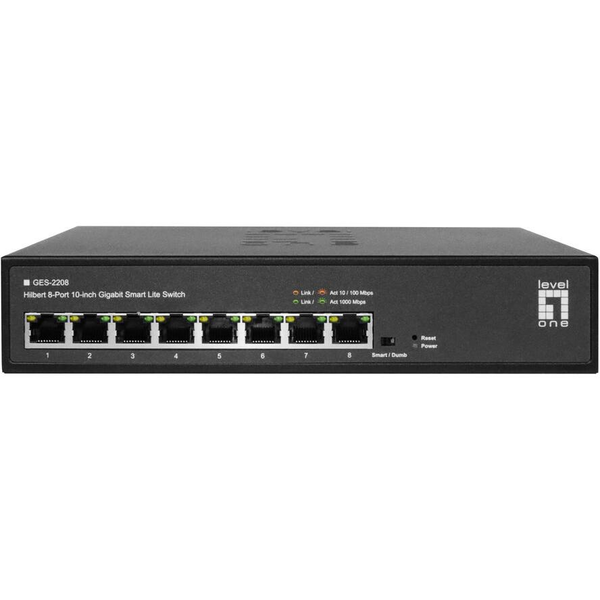 LevelOne GES-2208 netværksswitch Administreret L2 Gigabit Ethernet (10/100/1000) Sort