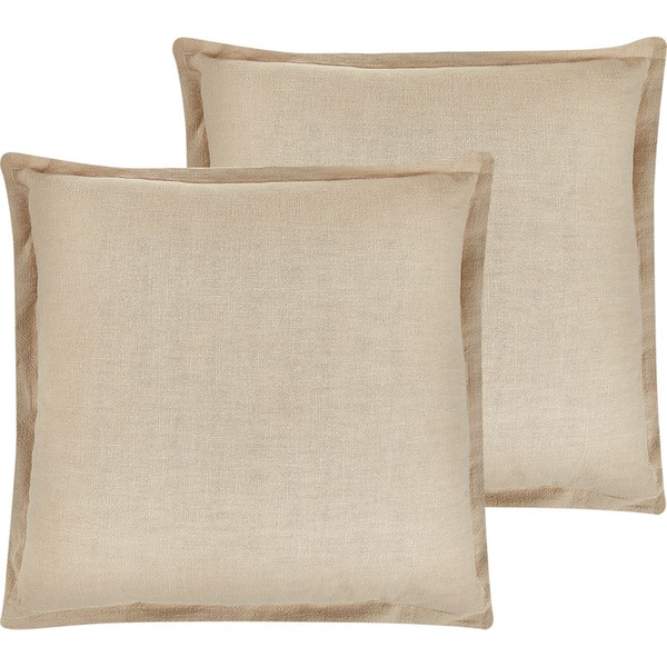Conjunto De 2 Cojines Decorativos Beige 45 X 45 Cm Fundas Extraíbles Cierre De Cremallera Estilo Boho Tradicional Guzmania - Beige