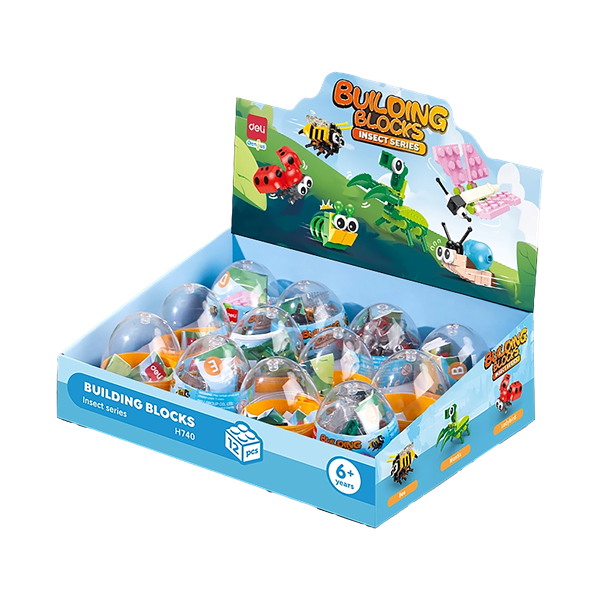 Deli Rovarok, 6 féle modell, építőjáték tojásban (DEH740)