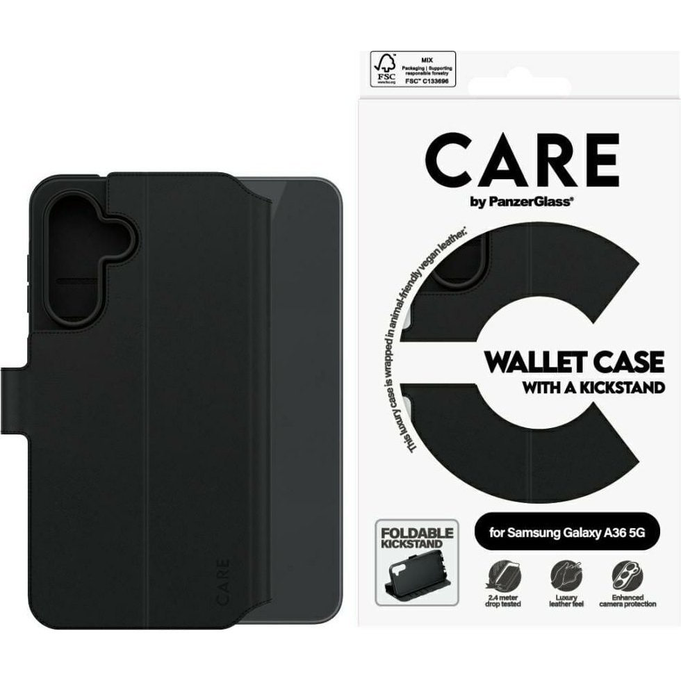 PanzerGlass Care Feature Kickstand Samsung Galaxy A36 5G Telefon tok - Fekete (CRRFUBCG38488)