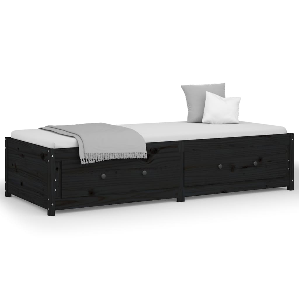2FT6 Small Single fekete tömör fenyőfa nappali ágy 75x190 cm (821603)