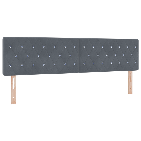 Tăblie LED cu tapițare cu nasturi din cristal gri închis 90 cm catifea