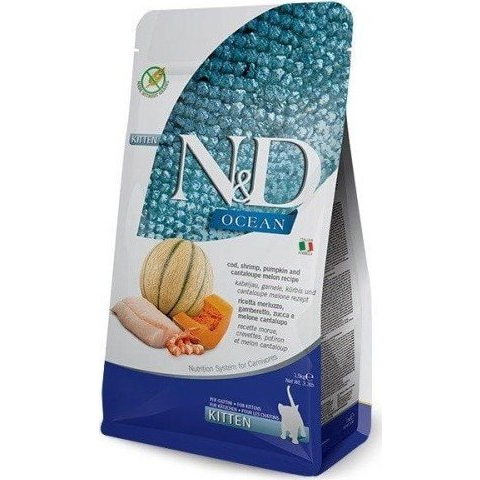 N&D Ocean Cat Tőkehal,garnéla,sütőtök & Sárgadinnye Kitten 1,5 kg (PND0150059)