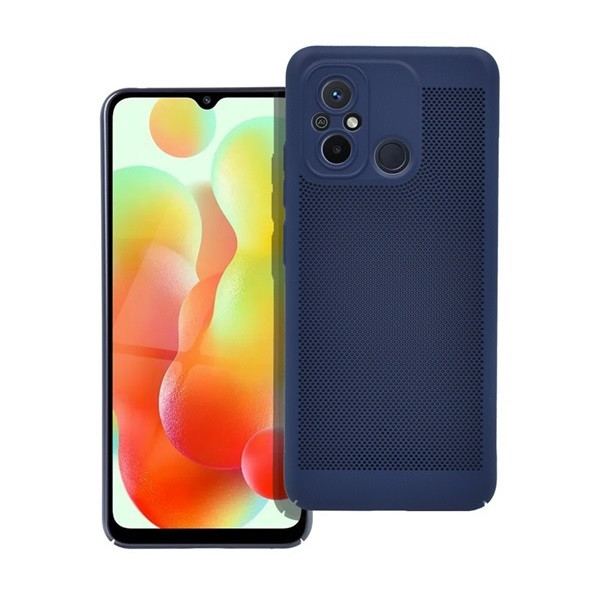 Xiaomi Redmi 12C, Műanyag hátlap védőtok, légáteresztő, lyukacsos minta, Breezy, sötétkék (RS142610)