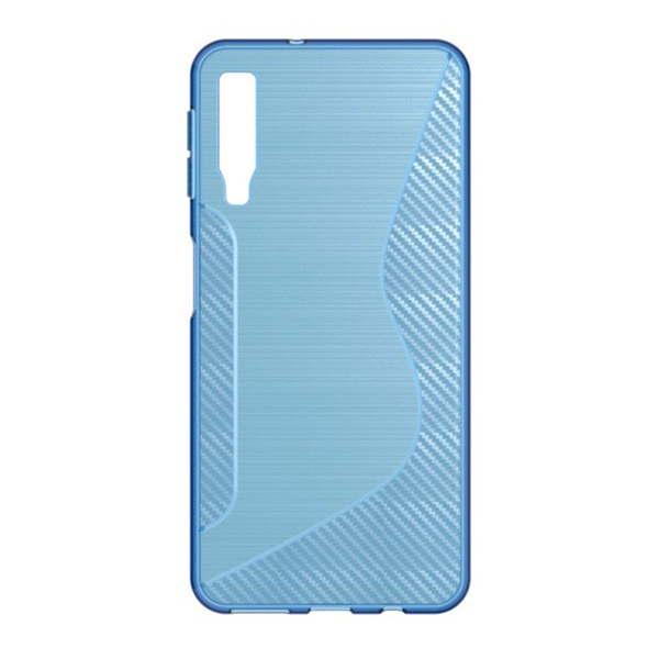 Szilikon telefonvédő (S-line, karbon minta) KÉK [Samsung Galaxy A7 (2018) SM-A750F] (5996457828753)