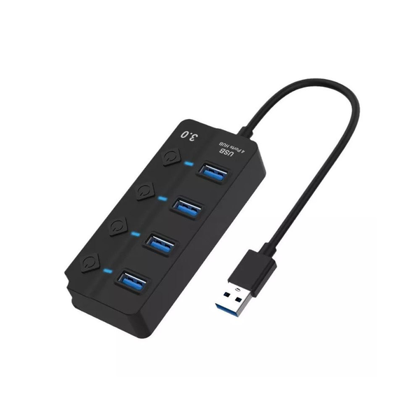 BlackBird USB 3.0 HUB 4 portos kapcsolóval fekete (BH1373)
