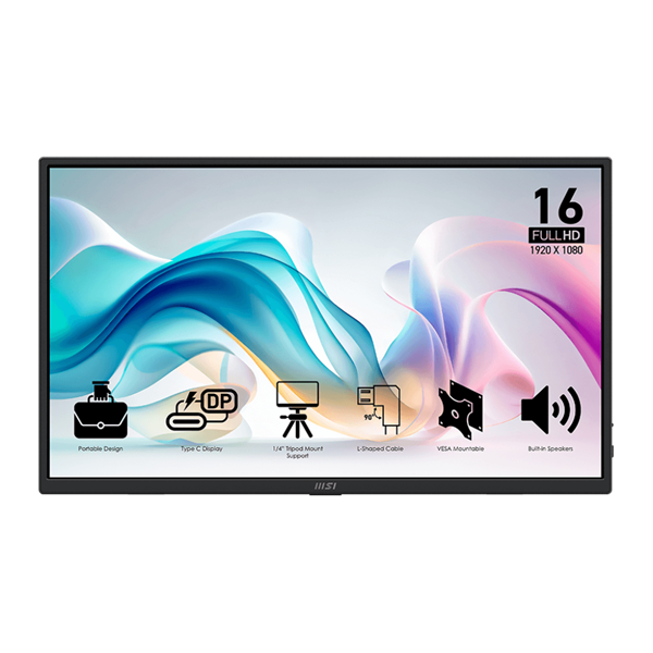 MSI PRO MP165 E6 TV e monitor portatile Nero 39,6 cm (15.6") LED 1920 x 1080 Pixel