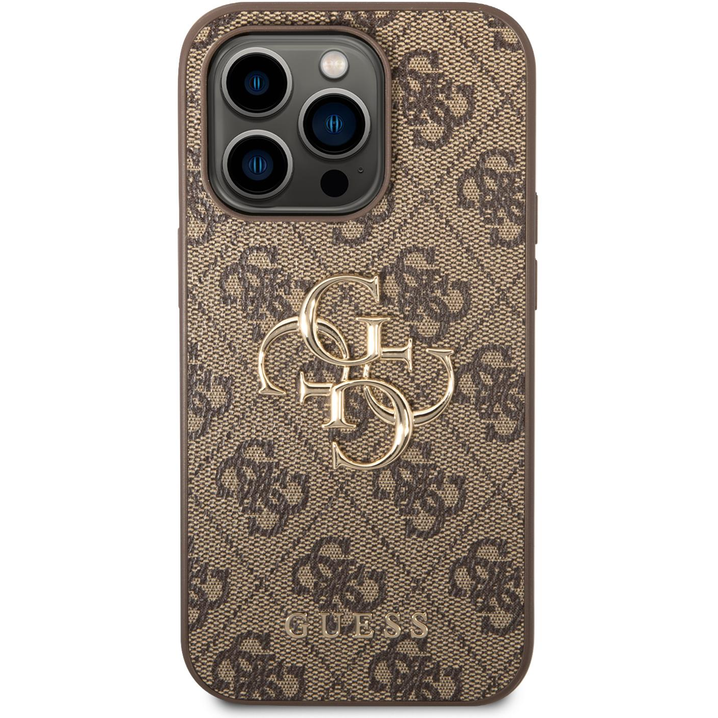 Guess PU 4G Metal Logo iPhone 15 Pro barna tok (GUHCP15L4GMGBR)