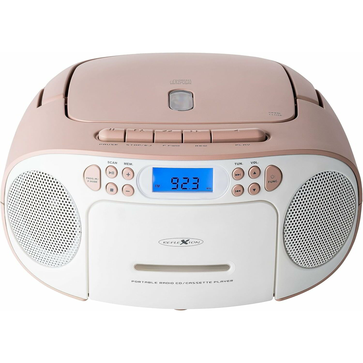 Reflexion RCR2260 Hordozható CD / Kazettás Rádió - Fehér / Rózsaszín (RCR2260W/PK)