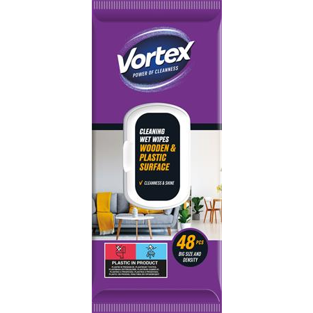 Vortex Fa- és műanyag felületre való nedves törlőkendő 48db (WW4815WOODVORTEX)