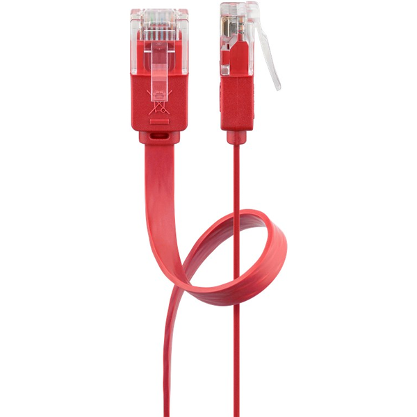 Goobay U/UTP CAT6 Lapos patch kábel 3m - Piros