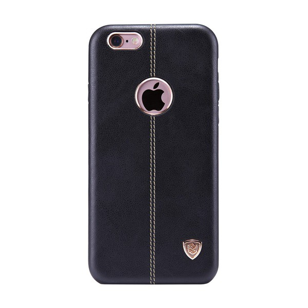 NILLKIN ENGLON műanyag telefonvédő (bőr hatású, varrás minta, logo kivágás) FEKETE [Apple iPhone 6S 4.7] (5996457643417)