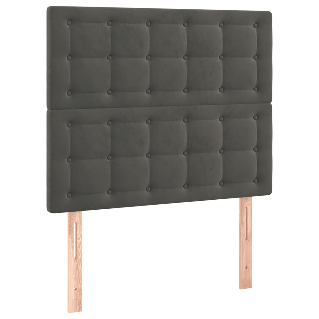 2 db sötétszürke bársony fejtámla 80 x 5 x 78/88 cm (3116797)