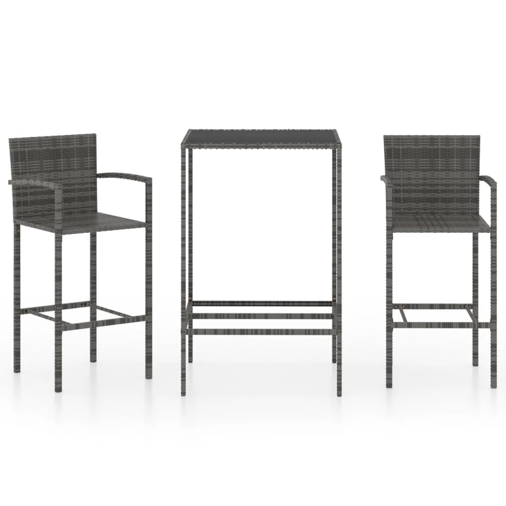 3 részes szürke polyrattan kerti bárszett (3064838)
