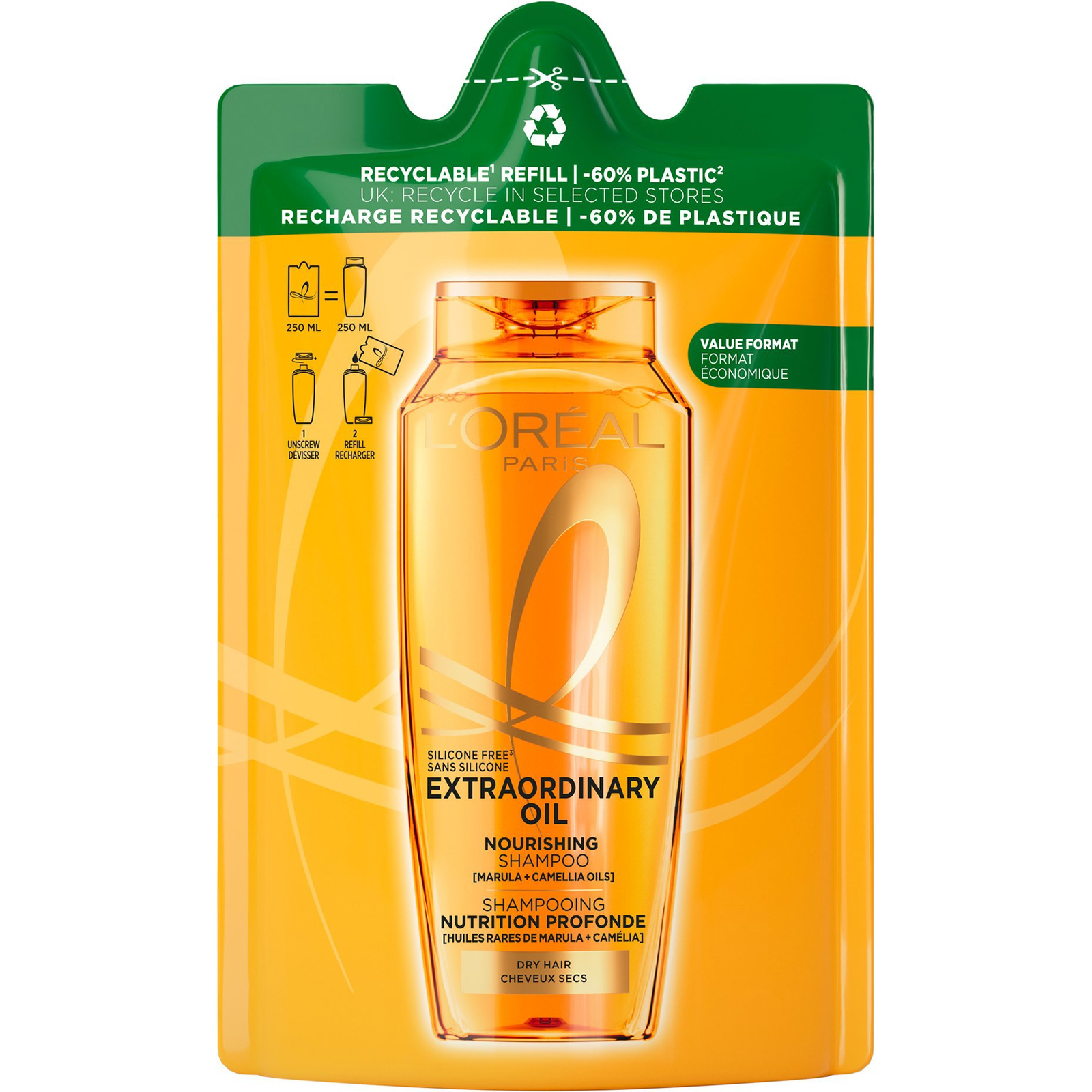 L'ORÉAL PARIS Elseve Extraordinary oil utántöltő, 250 ml (3600524173104)