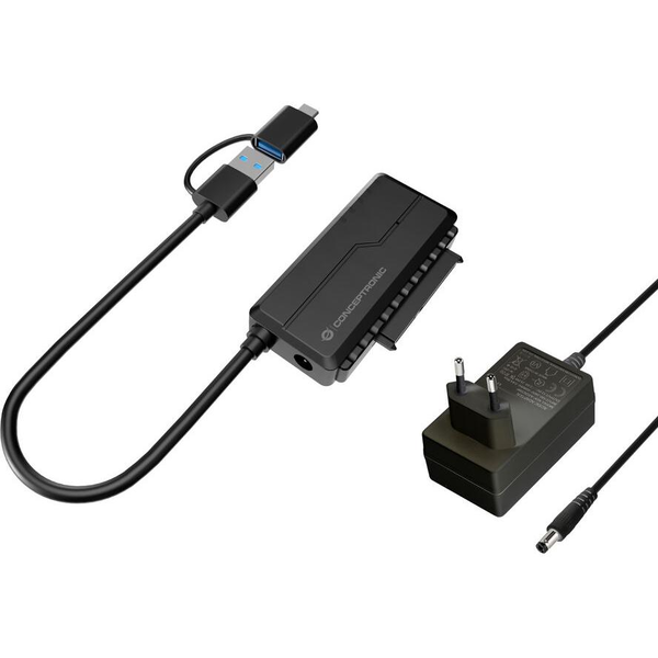 Conceptronic ABBY21B μετατροπέας καλωδίου USB Type-A SATA 22-pin Μαύρος (Μαύρο)