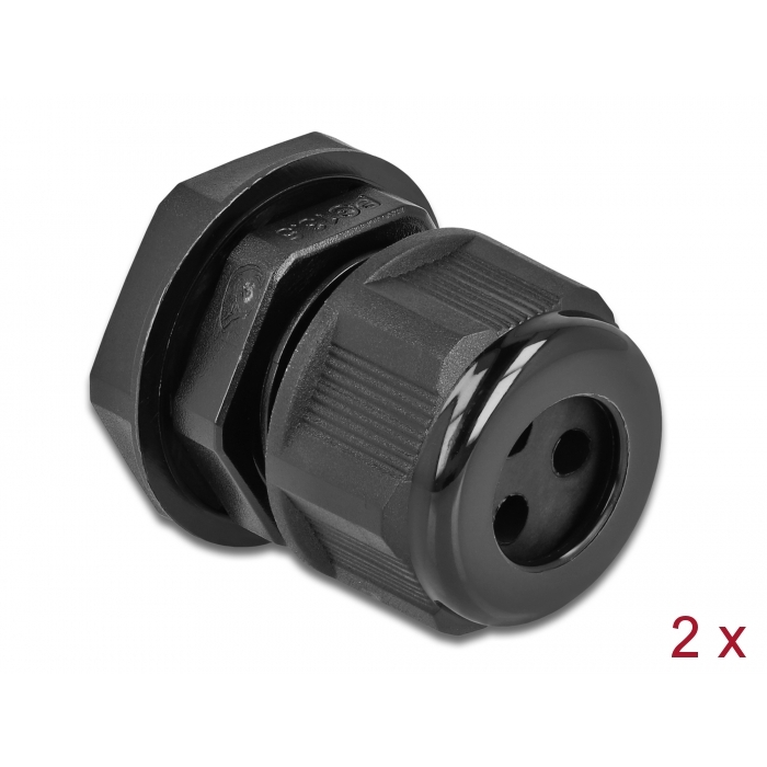 Delock Kábel tömszelence PG13,5 kerek kábelekhez, három kábel bemenettel 2 db. Fekete (60375) (60375)