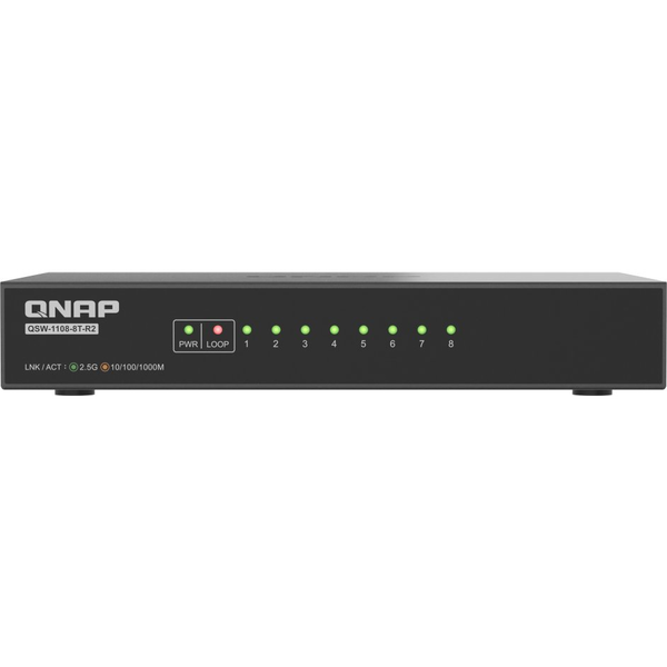 QNAP QSW-1108-8T-R2 netværksswitch Ikke administreret 2.5G Ethernet (100/1000/2500) Desktop Sort