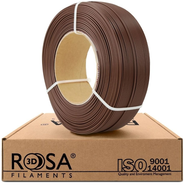 3D plastikas PLA ruda (chocolate brown) 1.75mm 1kg refill pakuotė Rosa3D