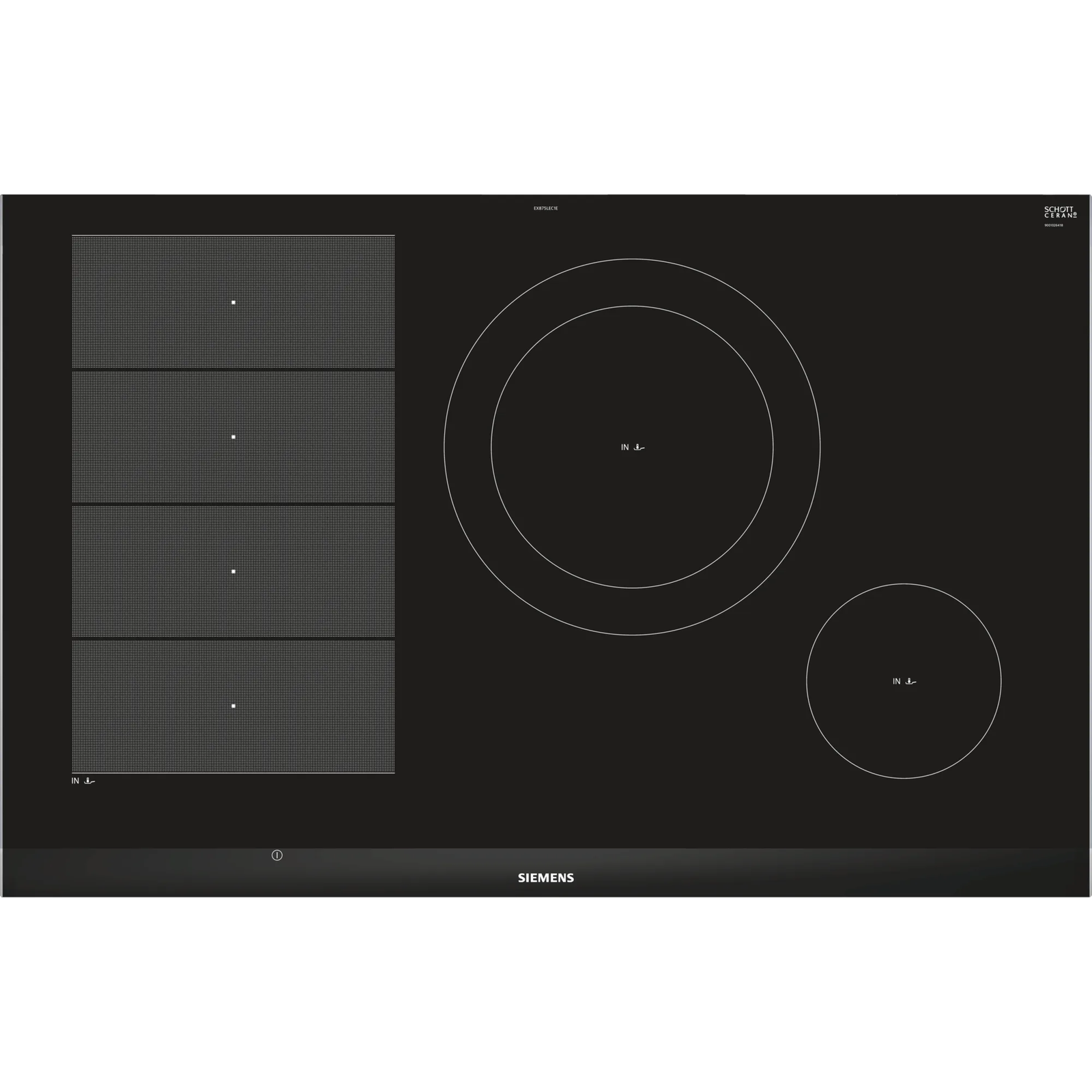 Siemens EX875LEC1E főzőlap Fekete, Rozsdamentes acél Beépített Zónás indukciós főzőlap 4 zóna (EX875LEC1E)