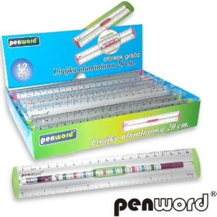 Hliníkové pravítko Penword 20 cm + tužka