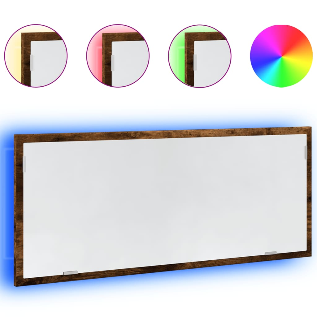 füstös tölgy szerelt fa LED-es fürdőszobatükör 100x8,5x37 cm (856272)