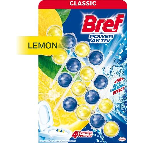 Bref WC Power Aktiv Lemon illatosító golyó 4x50g (9000101308907)