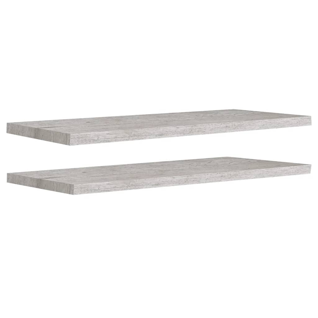 2 db betonszürke MDF lebegő fali polc 90 x 23,5 x 3,8 cm (326604)