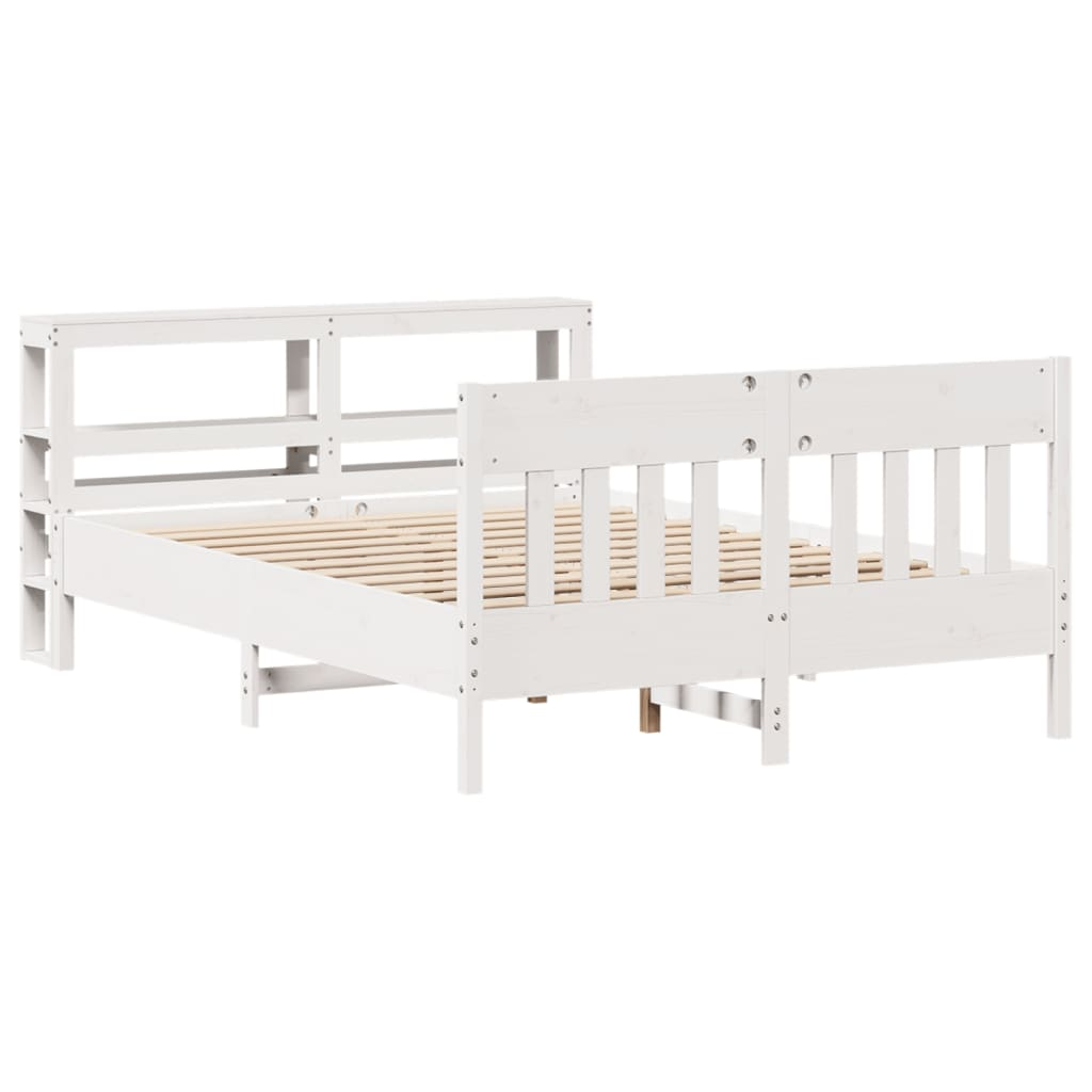 fehér tömör fenyőfa ágy matrac nélkül 140x190 cm (3306277)