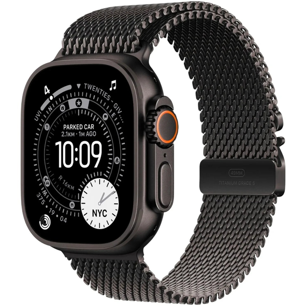 Apple Watch Ultra 3 49 мм черен титанов Milanese каишка, Cellular