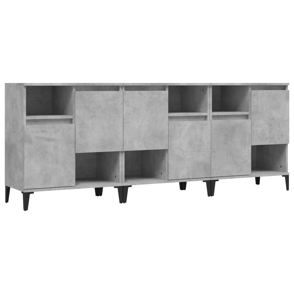 3 db betonszürke szerelt fa tálalószekrény 60 x 35 x 70 cm (3185747)