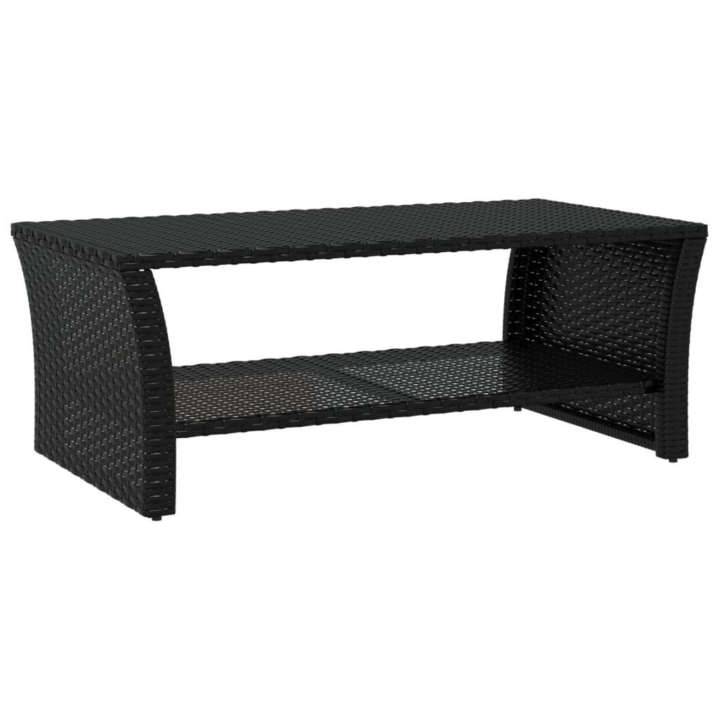 fekete polyrattan dohányzóasztal 100 x 50 x 40 cm (319390)