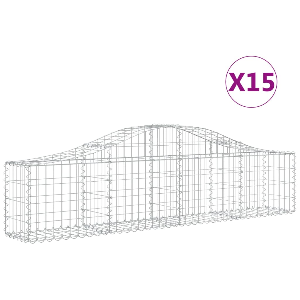 15 db íves horganyzott vas gabion kosár 200x30x40/60 cm (3145380)