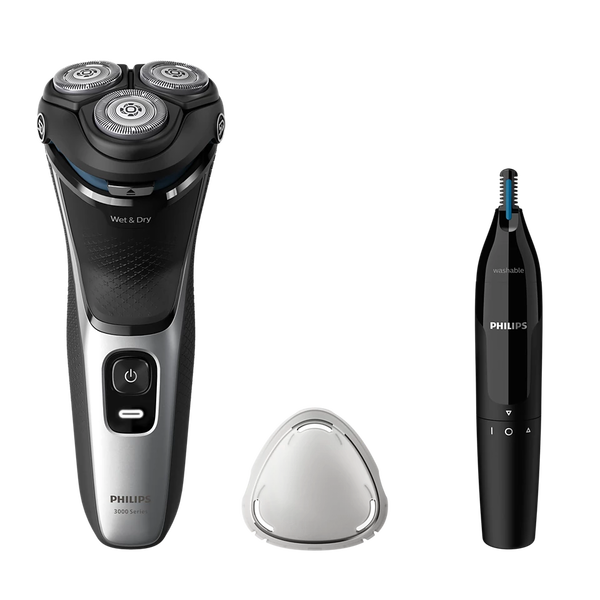 Philips S3143/02 мъжка самобръсначка Въртяща се самобръсначка Тример Черен, Сребърен