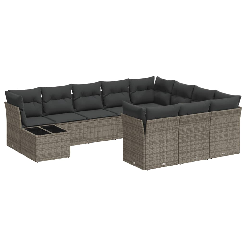 11 részes szürke polyrattan kerti ülőgarnitúra párnákkal (3250099)