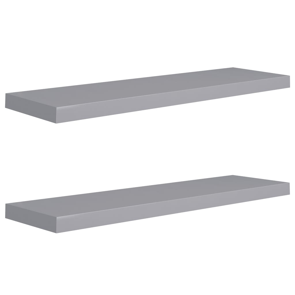 2 db szürke MDF lebegő fali polc 90 x 23,5 x 3,8 cm (323860)