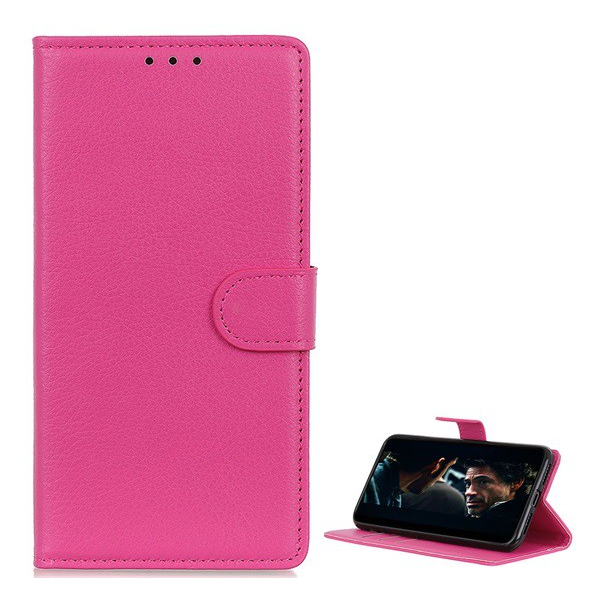 Tok álló, bőr hatású (FLIP, oldalra nyíló, asztali tartó funkció, prémium) RÓZSASZÍN [Xiaomi Redmi 10C] (5996591211923)