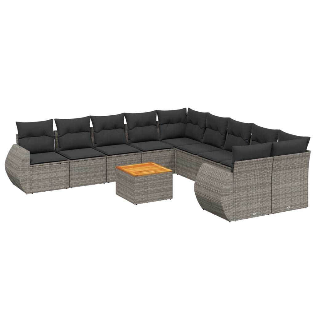 11 részes szürke polyrattan kerti ülőgarnitúra párnákkal (3225199)